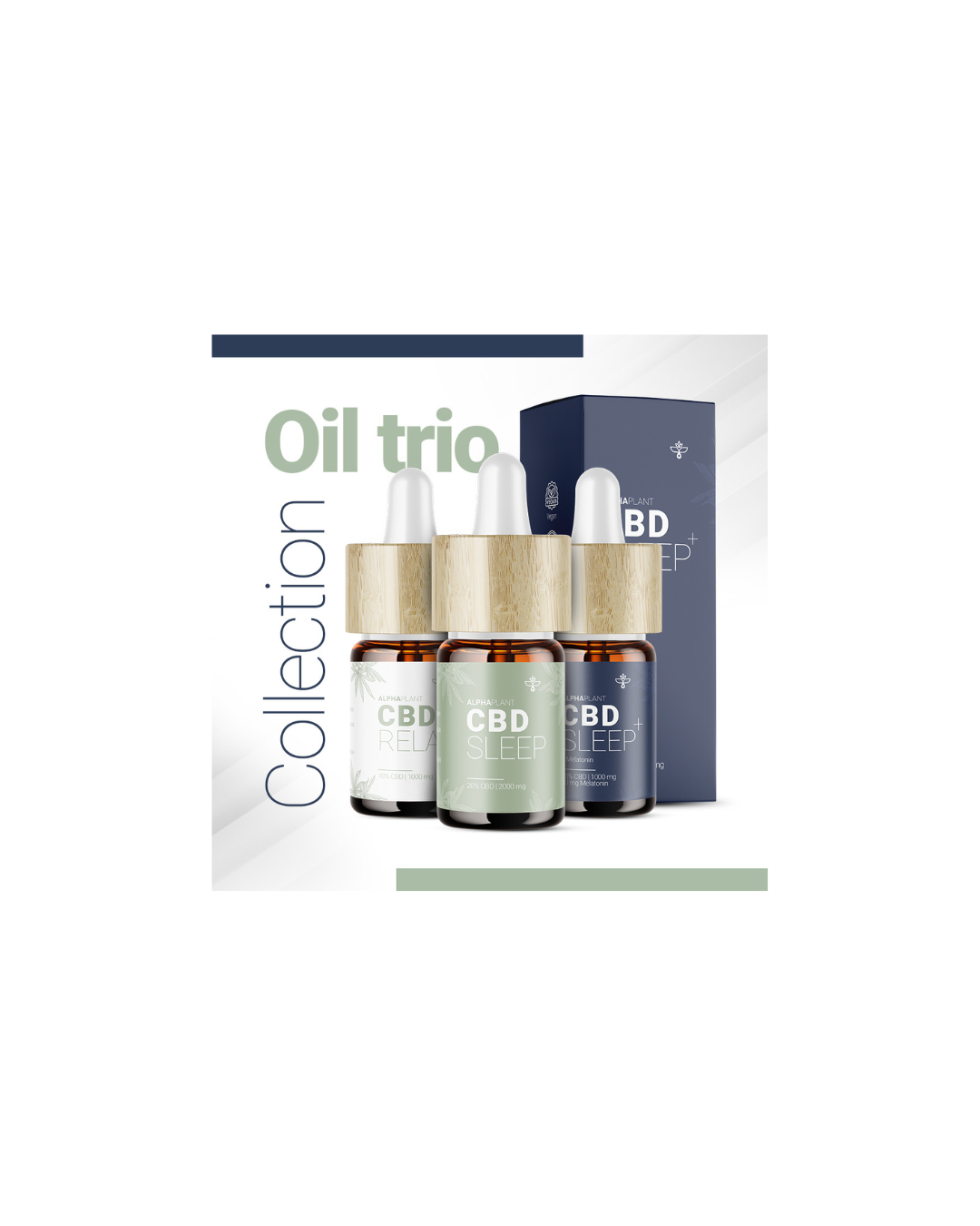 Oil Trio Collection: CBD 10%, CBD 20%, CBD Schlaföl 10% mit Melatonin